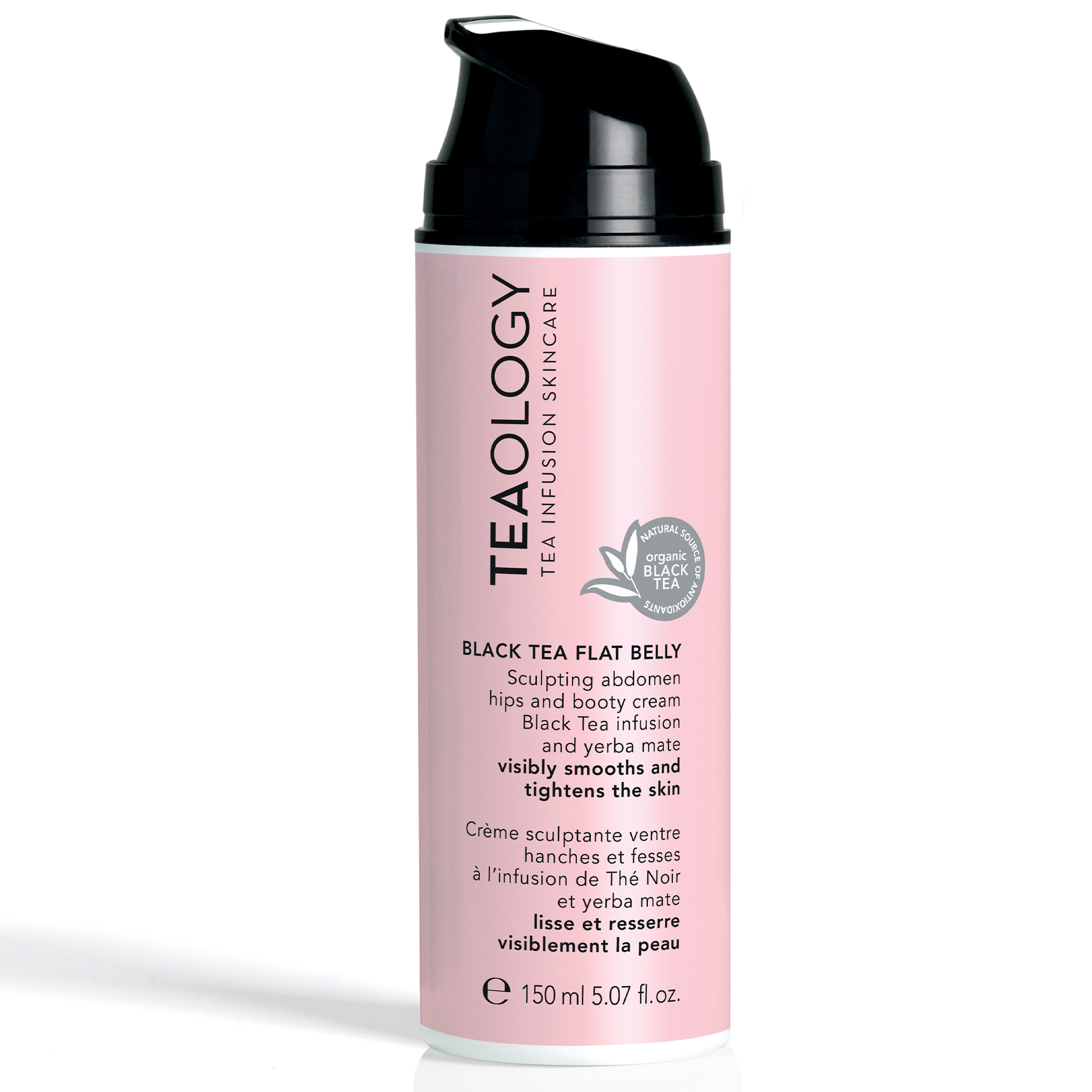 TEAOLOGY Black Tea Flat Belly Cream, 150 ml, zur Straffung und Glättung von Bauch und Hüften.