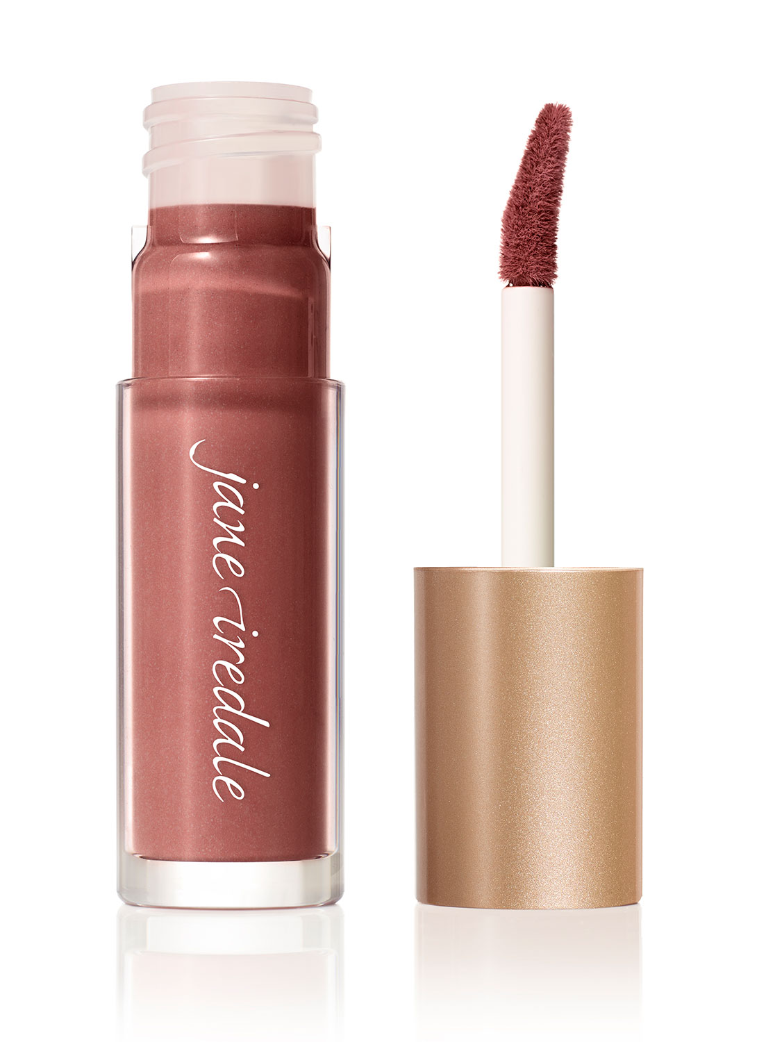 Jane Iredale Lip Stain Compulsion in geöffneter Verpackung, zeigt Applikator und Produkt.