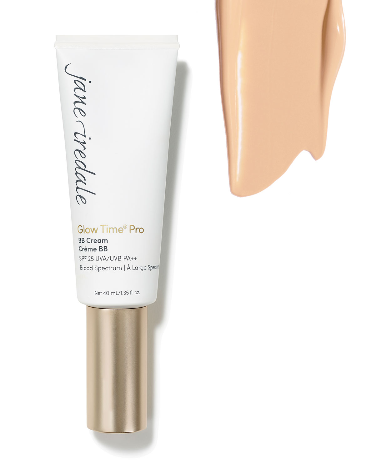 Jane Iredale Glow Time Pro BB Cream GT4, SPF 25, 40 ml, Tube und Cremeprobe, beige.