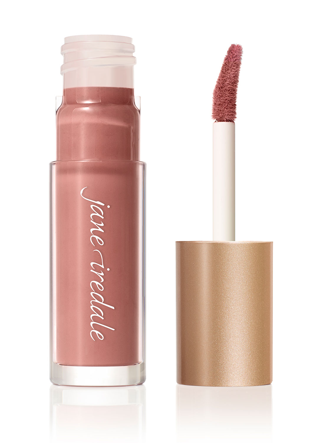 Jane Iredale Lip Stain in der Farbe Craving, geöffneter Behälter mit Applikator.