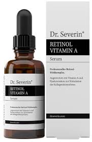 Dr. Severin Retinol Vitamin A Serum Flasche und Verpackung, fördert Kollagenproduktion und Hauterneuerung.