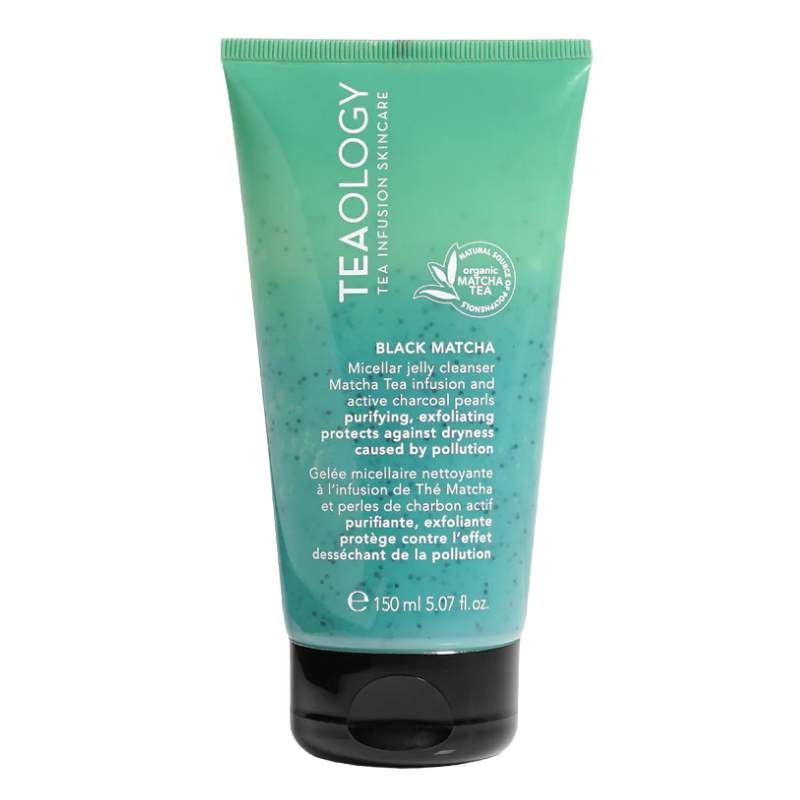TEAOLOGY Black Matcha Micellar Jelly Cleanser, 150 ml Tube, grün, mit Matcha Tee und Aktivkohle, reinigend und exfolierend.