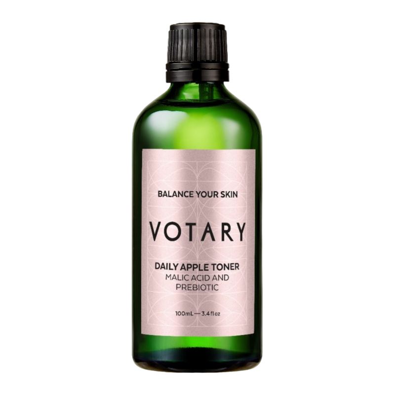 VOTARY Daily Apple Toner mit Apfelsäure und Präbiotika, 100 ml Flasche.