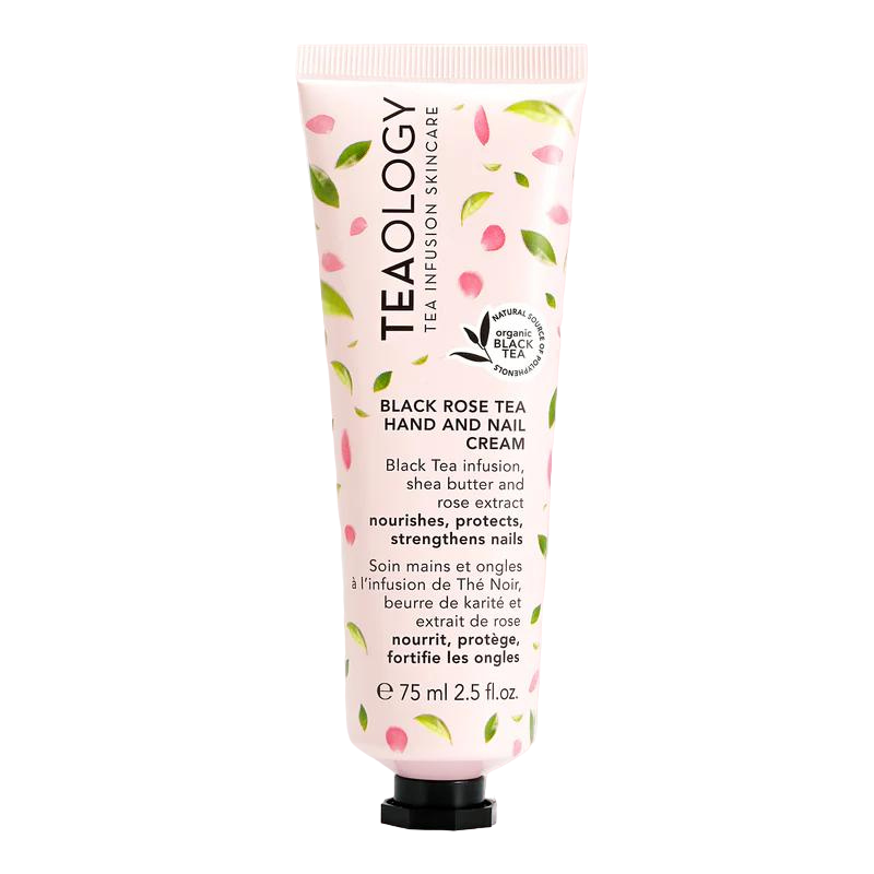 TEAOLOGY Black Rose Tea Hand and Nail Cream, 75 ml Tube, mit schwarzem Tee, Sheabutter und Rosenextrakt.