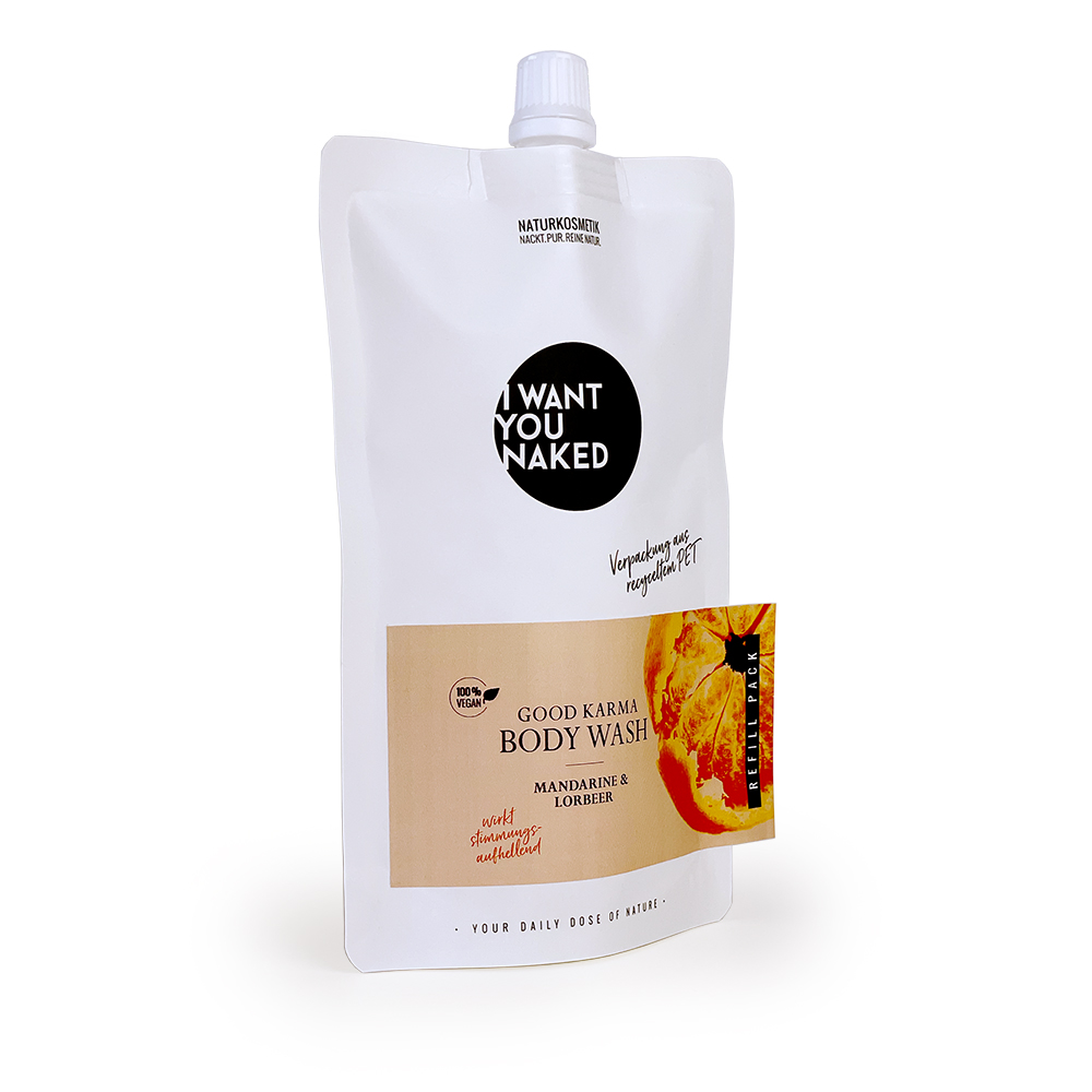 I want you naked GOOD KARMA Body Wash mit Mandarine & Lorbeer 1000ml Refill