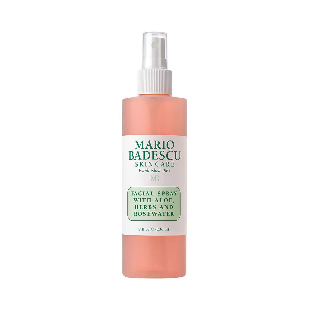 Flasche Mario Badescu Gesichtsspray mit Aloe, Kräutern und Rosenwasser, 236 ml.