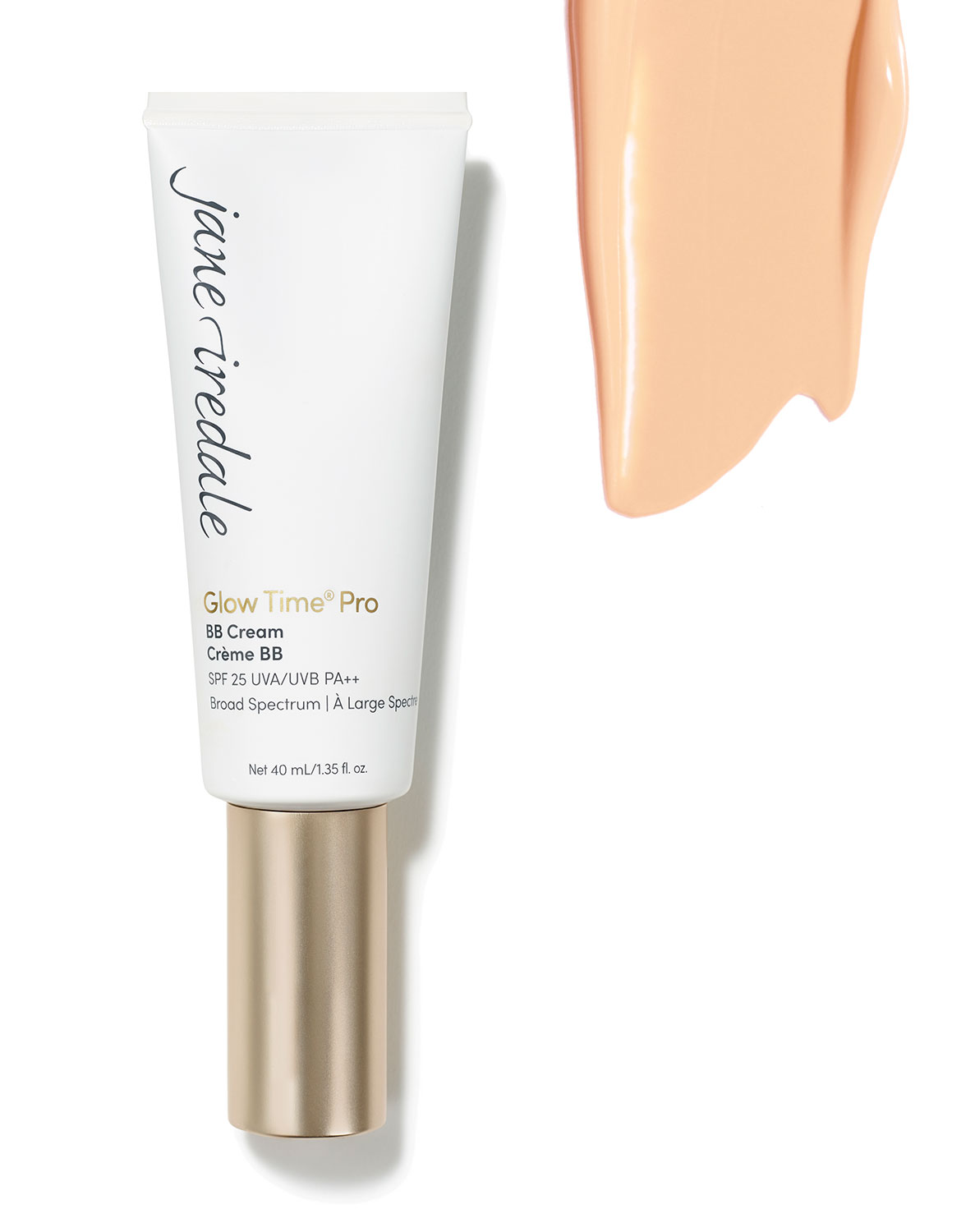 Jane Iredale Glow Time Pro BB Cream GT3, SPF 25, 40 ml, Tube und Farbprobe.