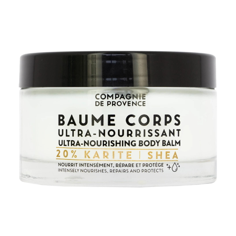 Ein Glas Compagnie de Provence Ultra-Nourishing Body Balm mit 20% Karité/Shea, 200ml.