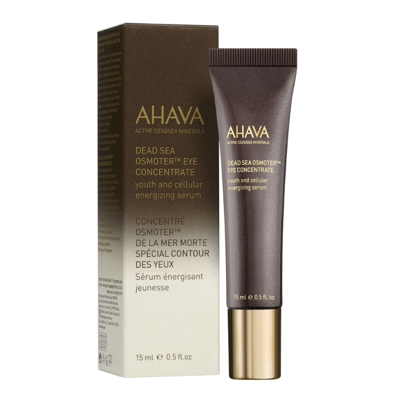AHAVA Dead Sea Osmoter Eye Concentrate, 15 ml Tube und Verpackung, Anti-Aging-Serum für die Augenpartie.