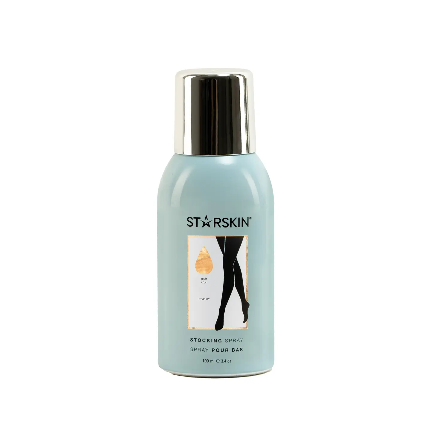 Eine Flasche Starskin Strumpfspray, 100 ml, auf weißem Hintergrund.