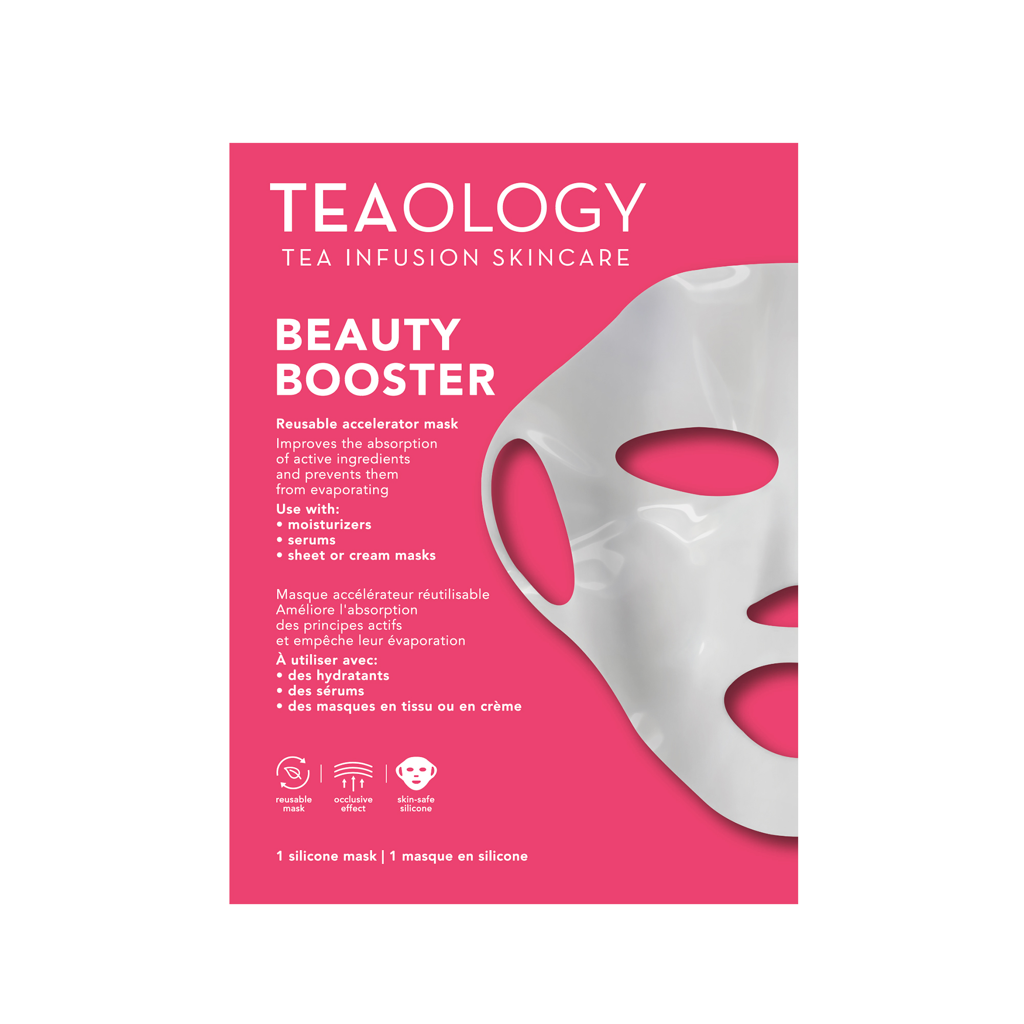 Tealogy Beauty Booster: Wiederverwendbare Silikonmaske zur Verbesserung der Hautpflegeabsorption. 1 Silikonmaske.